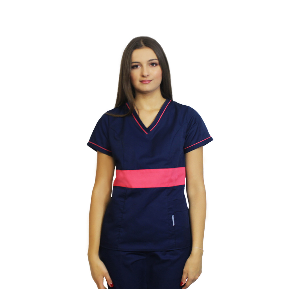 OUTLET Halat medical bleumarin cu ciclam, model Sofia 3